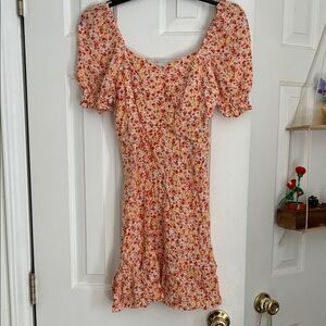 No Boundaries Floral Mini Dress in Red and Orange